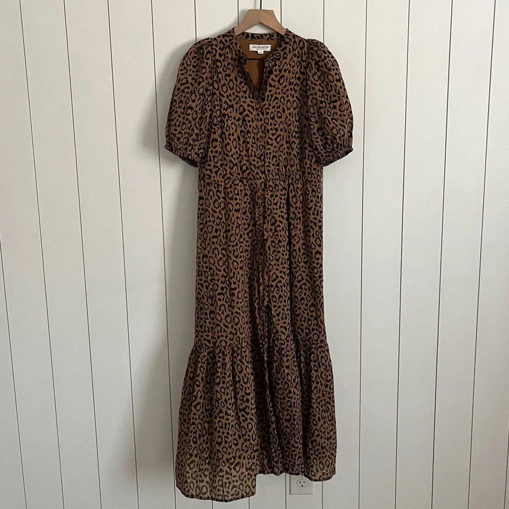 Emerson Fry Leopard-Print Midi Dress in Tan and Black - Picture 11 of 13